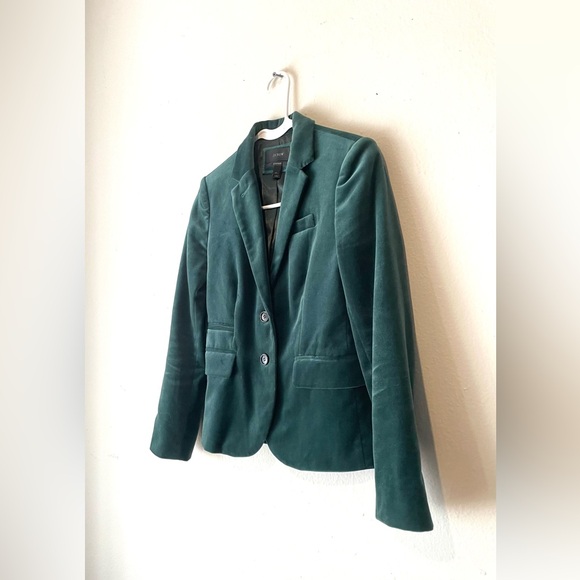 J. CREW Schoolboy Blazer Velvet Evergreen Forest Green Sz 00 - Picture 5 of 9